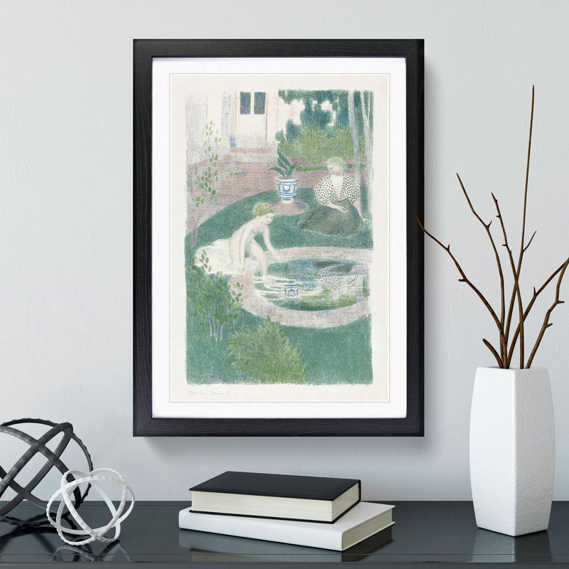 The Reflection in the Fountain by Maurice Denis - Picture Frame Painting, 36cm H x 27cm W x 2cm D, Black Framed
