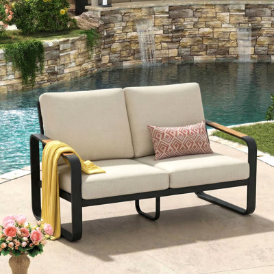 54.3'' Wide Outdoor Loveseat Sofa With Removable Cushions
