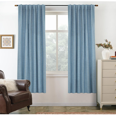 Goffredo 100% Blackout Natural Curtains for Bedroom  Double Layer Drape Farmhouse Thermal Insulated Rod Pocket Back Tab Full Light Blocking 2 Panels for Living Room Nursery