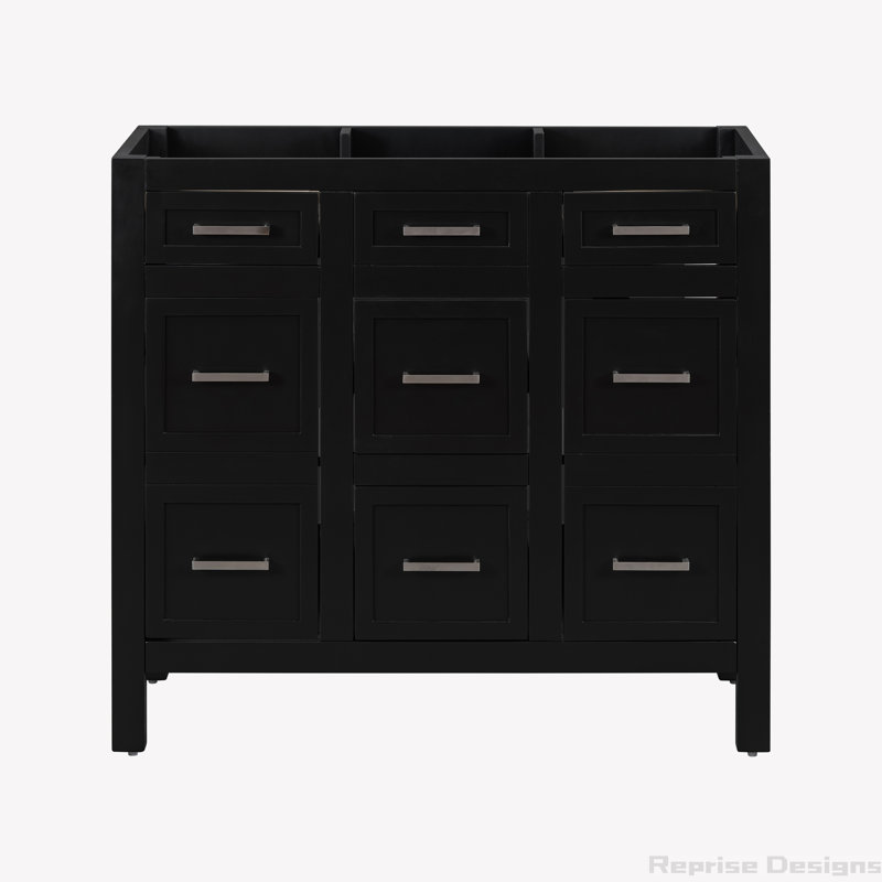 Base de meuble-lavabo simple 35,4 po seulement, Noir, Argent