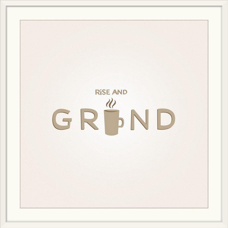 «Kitchen Art Rise and Grind Retro» par Kate Lillyson - impression d'art textuel, Cadre blanc, H 24 po x l 24 po x P 1 po