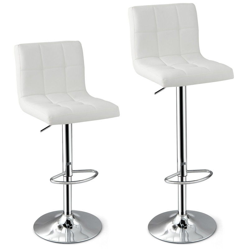 Altarik Swivel Upholstered Adjustable Height Bar Stool, White