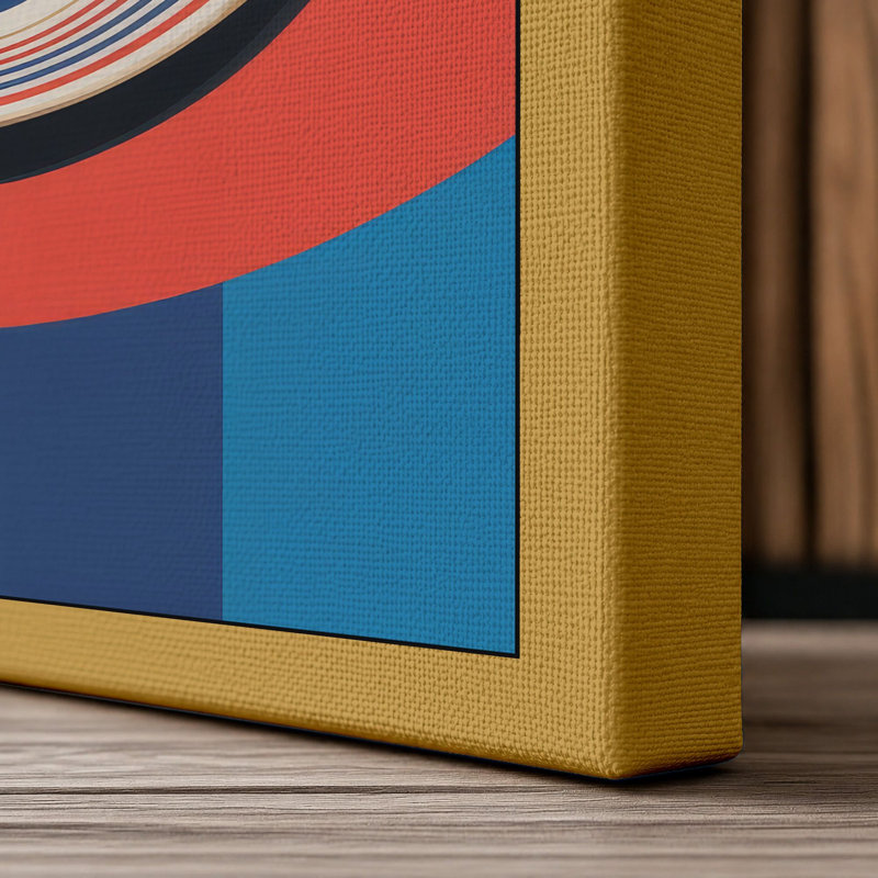 Teacup Geometry Mid-Century - Wrapped Canvas, 30x20 - 76.2 x 50.8 cm, Ochre Border