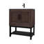 Meuble-lavabo autoportant de 36 po Honoria, 2 portes de rangement, tablettes évidées, pouces de meuble-lavabo texturé, couleur noyer, comptoir en céramique, pieds réglables-121114168-121114171