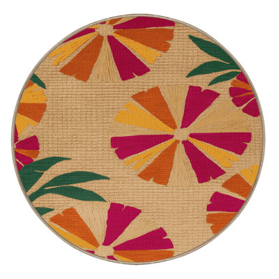 Washable Geometric Flowers Hawaiian Area Rug