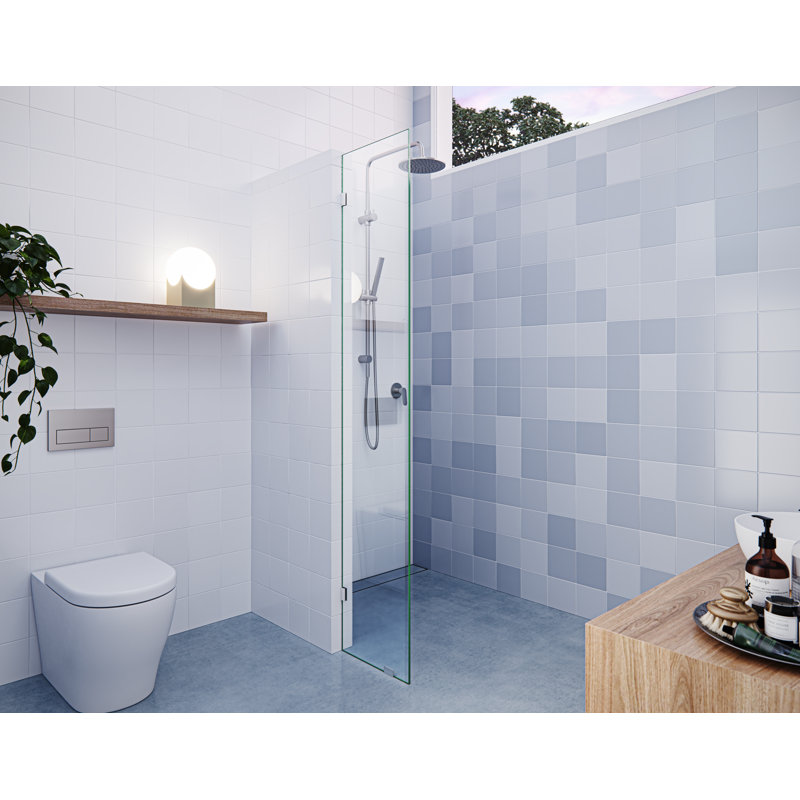 Vela 11 in. x 78 in. Fully Frameless Single Fixed Shower Panel, Brushed Nickel