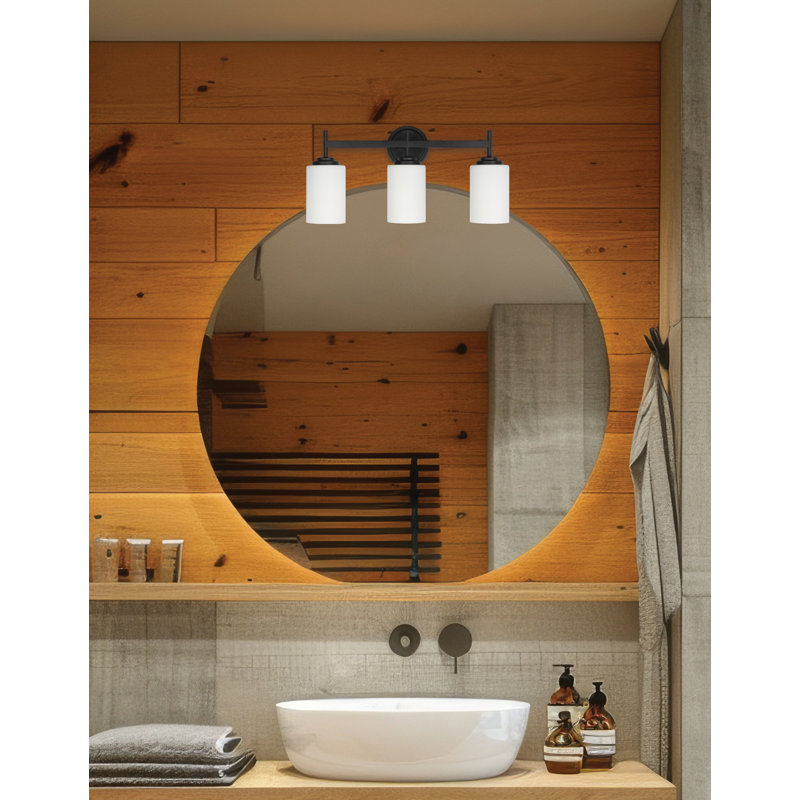 Wynona 3 Light Vanity - Matte Black - Opal White