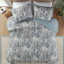 Édredon 3 pièces en coton bleu très grand / très grand - imprimé floral, rembourrage, preuve, 2 taies décoratives très grandes, preuve botanique