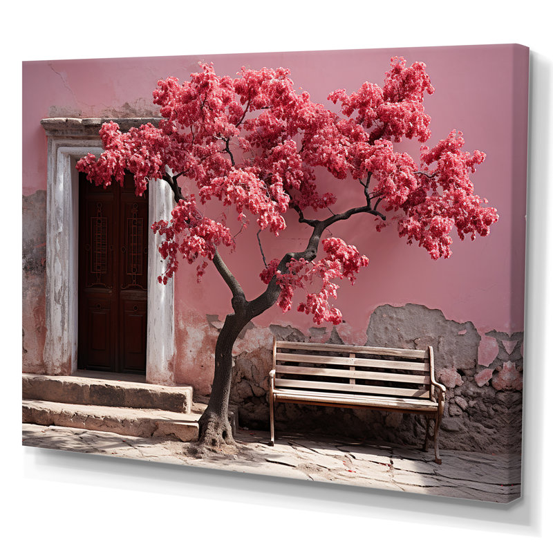 Arbre rose, photographie, simplicité I - reproduction, Toile tendue, H 24 po x l 32 po x P 1 po