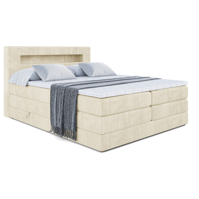 Daigle Divan Bed with Mattress, 120cm W x 200cm D, Beige