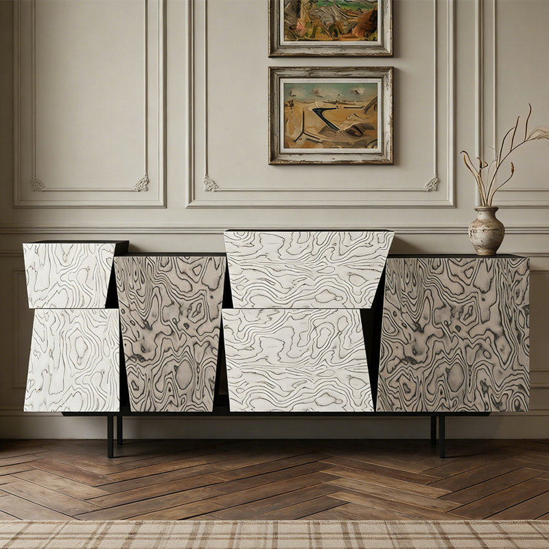 Buffet de style moderne et minimaliste, Noir / Blanc / Gris