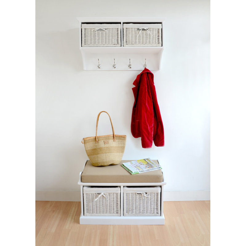 Erica Wall 4 - Hook Wall Mounted Coat Rack, White
