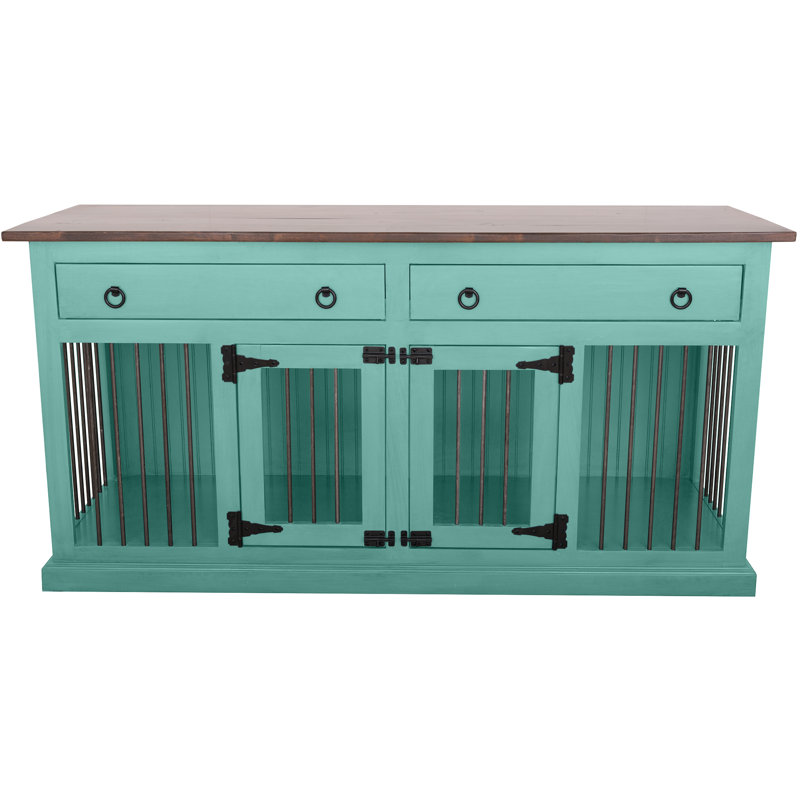 Erial Furniture Style Crate with 2 Doors, Medium (35" H x 76" W x 25" D), Aqua Fiesta