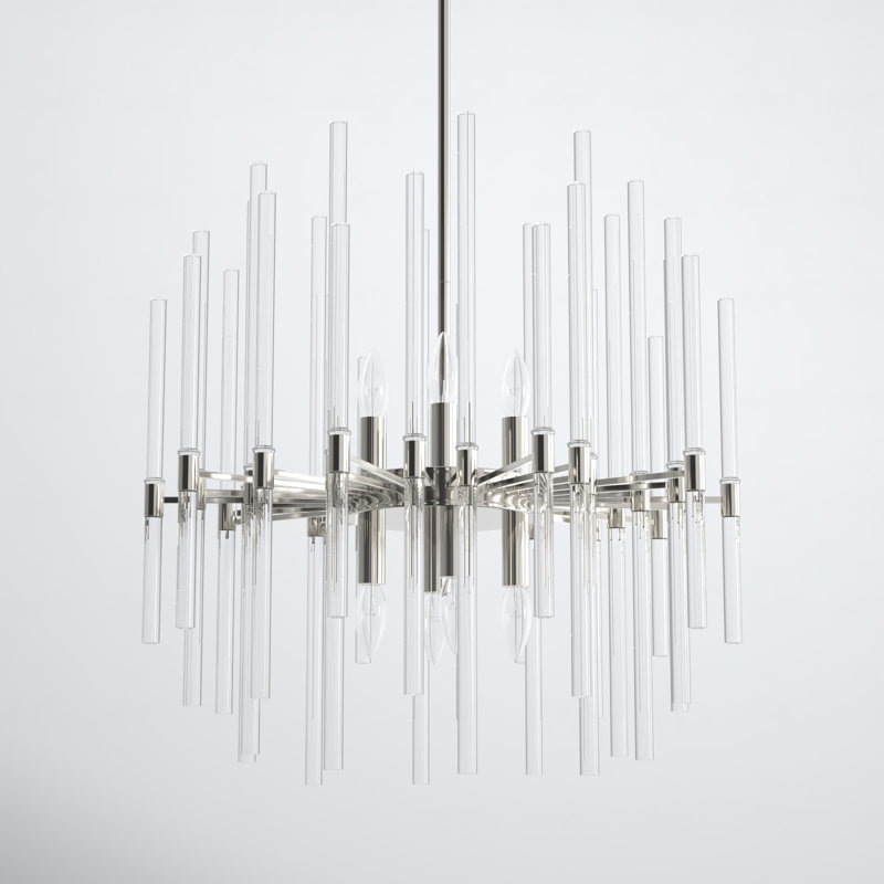Chadley 8 - Light Dimmable Cylinder Chandelier, Polished Nickel, 21.75" H x 23.75" W x 23.75" D