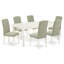 Ensemble de table de salle à manger 7 pièces composé d'une table rectangulaire en bois avec feuille papillon et 6 chaises rembourrées en tissu de lin café foncé, acajou-476910620-427462050-476910623
