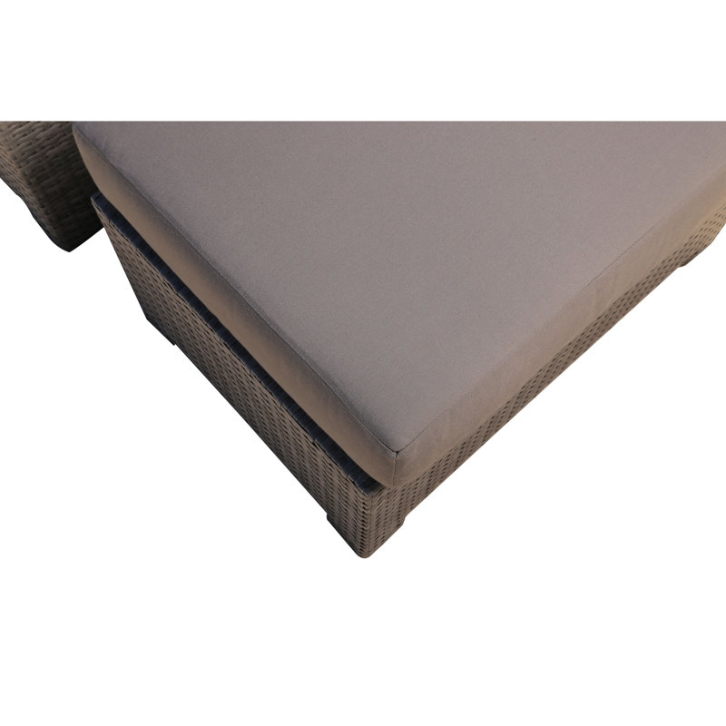 Repose-pieds d'extérieur avec coussins Sunbrella Desmonde, Cadre gris / coussin gris