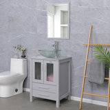 Olivette 24'' Single Bathroom Vanity Set with Vessel Sink, Faucet, Drain