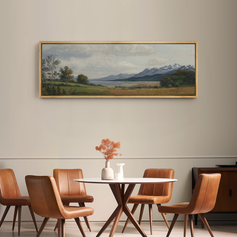 Grande impression sur toile encadrée - impression de paysage rétro pour décoration rustique, H 20 po x l 60 po, Naturel