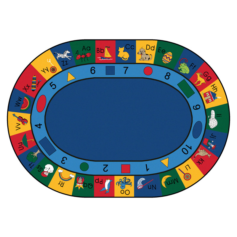 Geometric Machine Tufted Nylon Rug, Oval 6'9" x 9'5"