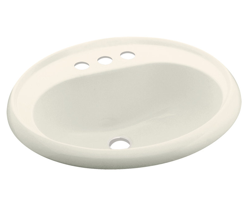 Vikrell Circular Drop-In Bathroom Sink with Overflow, Biscuit