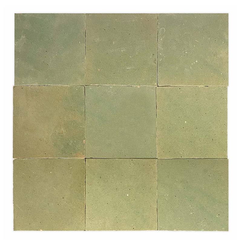 Moroccan Zellige 4" x 4" Ceramic Floor & Wall Tile, Spanish Olive