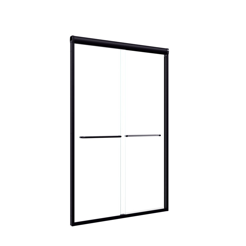 44"-48"Wx72" Semi-Frameless Double Sliding Shower Door, Bypass Shower Door, 1/4" (6Mm) Thick Sgcc Tempered Glass Door, Black