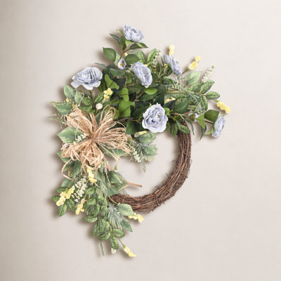 24" Handcrafted Peony No Holiday Wreath