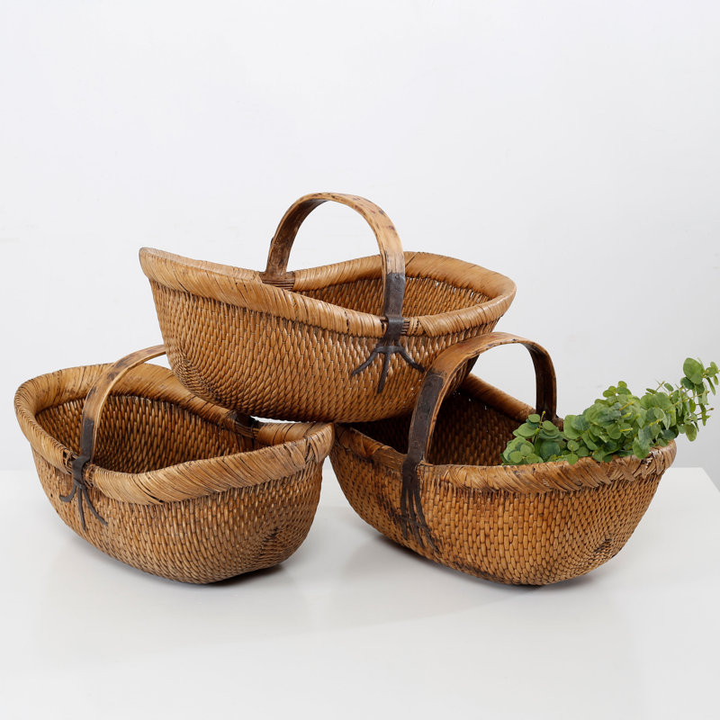 Natural Wicker Storage Basket with Handle, 26" Length