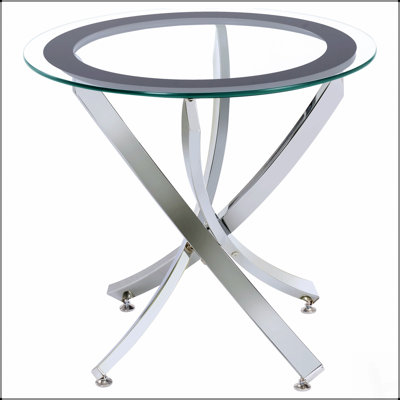 Table de bout chromée avec plateau en verre et design élégant pour intérieurs modernes et contemporains