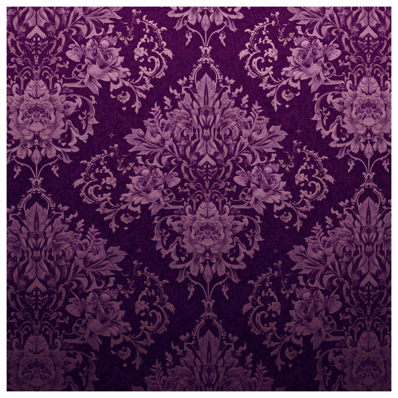 Tapis de bain mauve à motif floral damassé, L 24 po x L 17 po