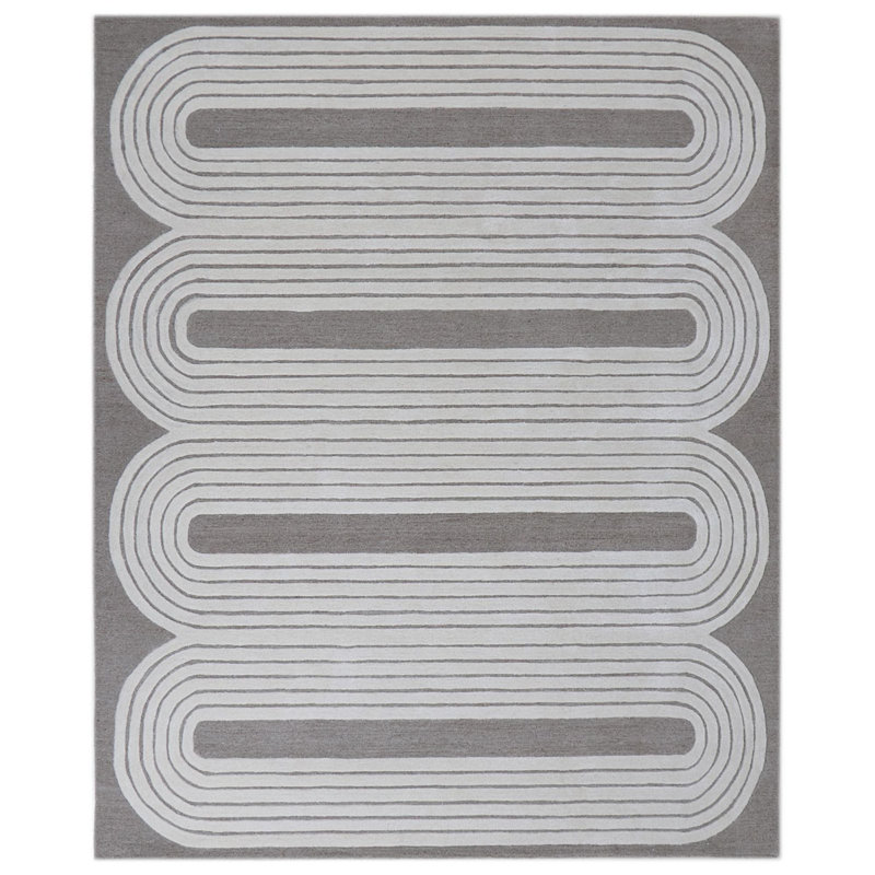 Tapis ivoire moderne touffeté à la main Rugsmith 7 pi 6 po x 9 pi 6 po, Rectangle 7 pi 6 po x 9 pi 6 po
