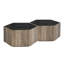 Table basse hexagonale rustique en bois rétro, avec 2 tiroirs cachés, plateau en marbre noir texturé, finition chêne brun clair-717030448