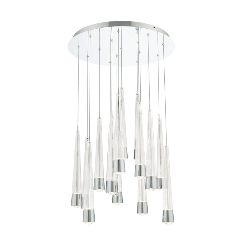 Chrome Glass 15-Light LED Cluster Pendant