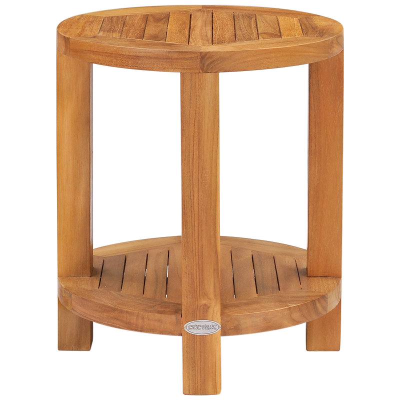Tabouret de douche rond en teck et bois Florence