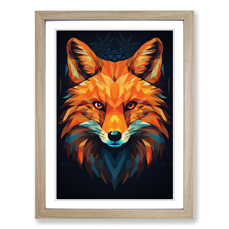 Fox Geometric - Framed Print, Oak Framed, 64cm H x 46cm W