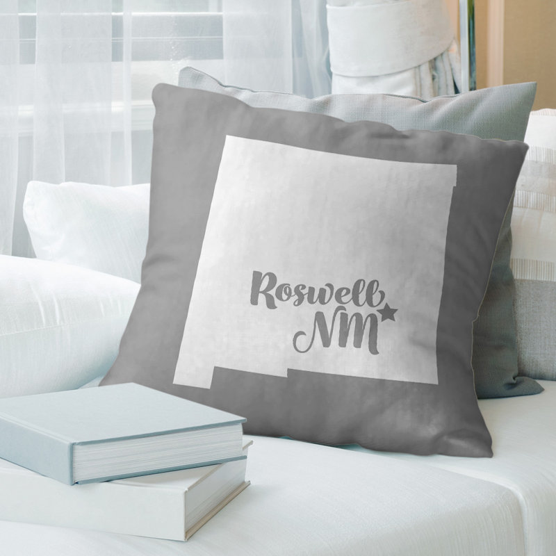 Cotton Blend Reversible Throw Pillow, Roswell , 20" x 20", Gray