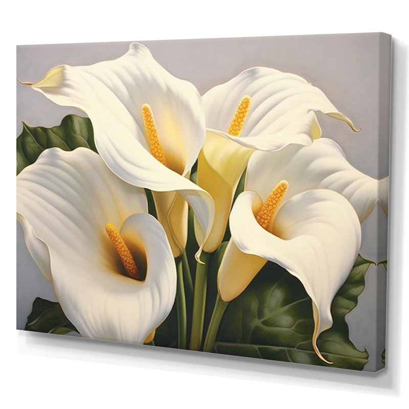 «White Green Lily Serenade», reproduction sur toile encadrée florale, Toile tendue, H 30 po x l 40 po x P 1,5 po