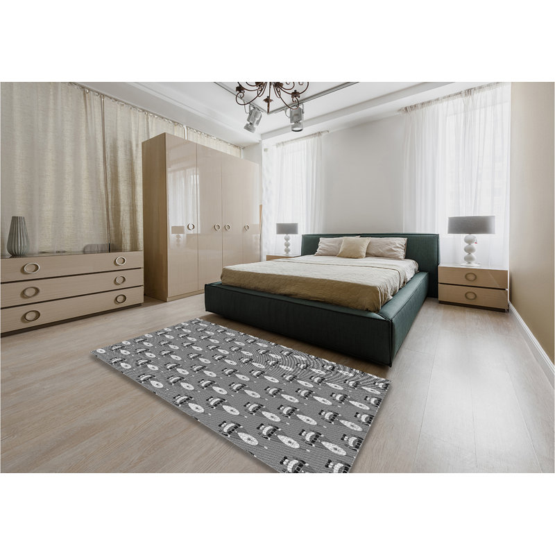 Tapis gris rectangulaire tissé à la machine 6 pi x 9 pi