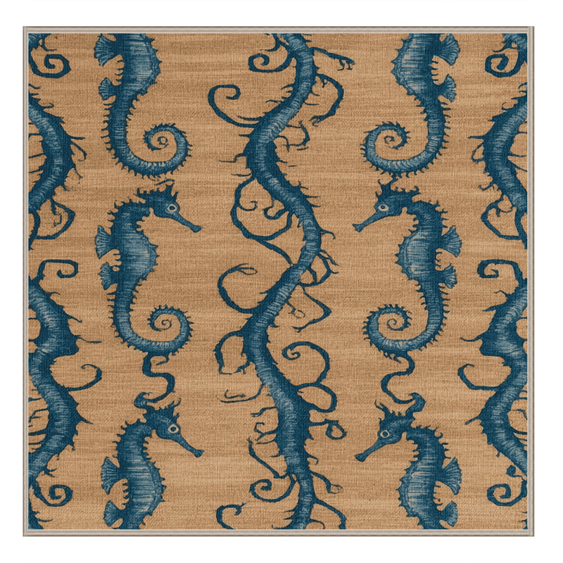  Washable Seahorses Nautical Area Rug, Carré 5 pi