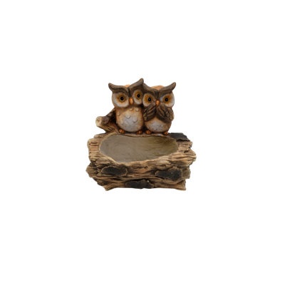 Faux Wood Double Owl Planter