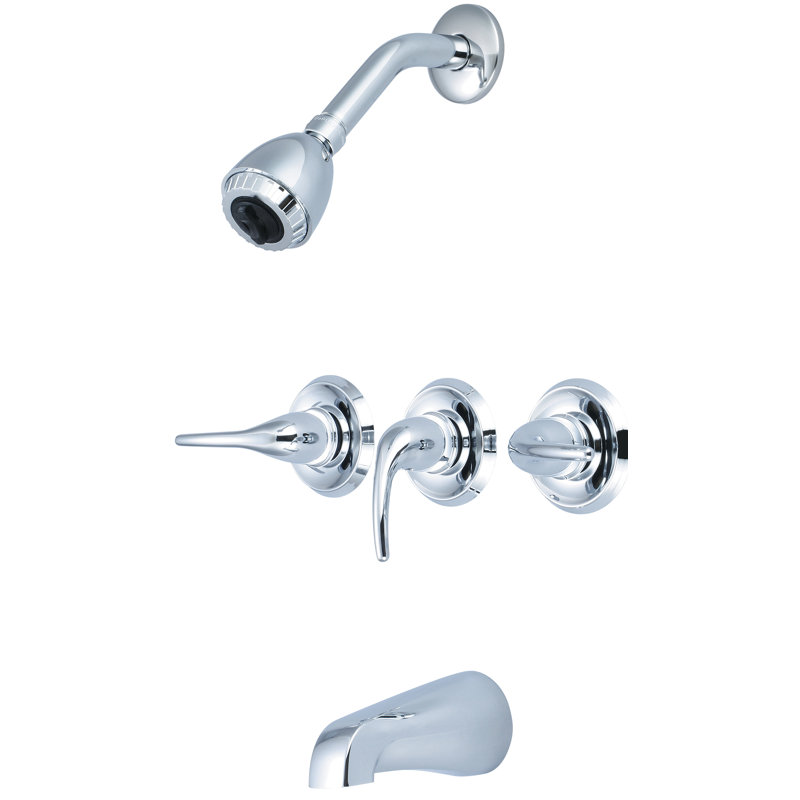 Robinet de baignoire et douche à triple levier, Chrome