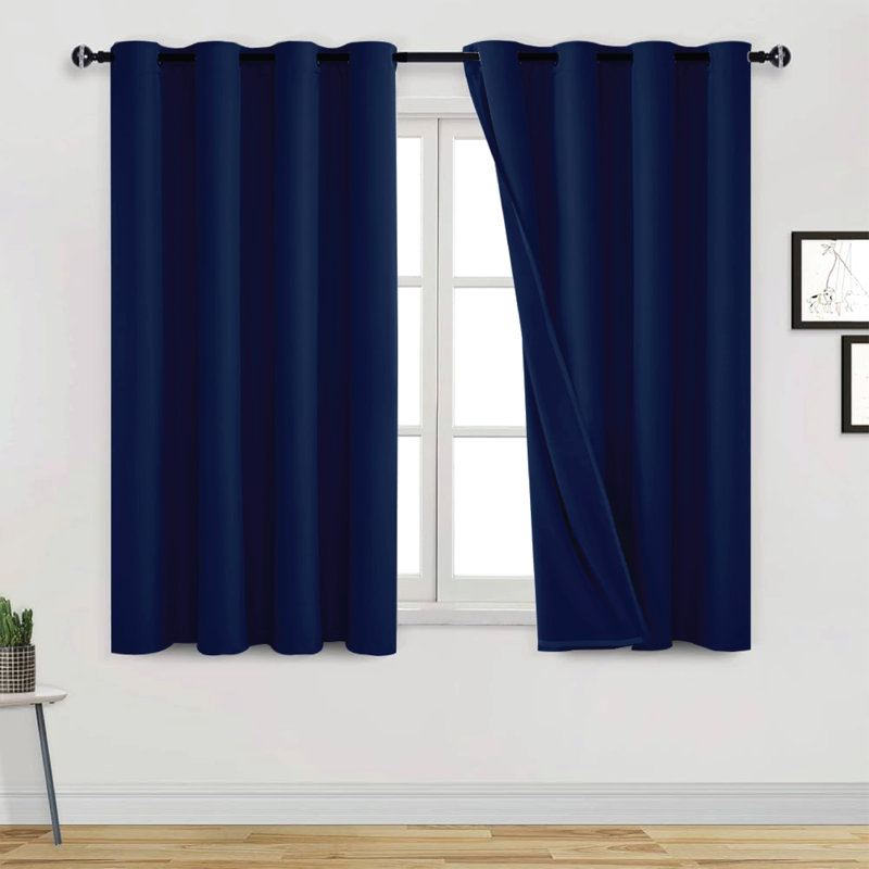 Frasco Blackout Curtain Pair, 116.84cm Width x 137.16cm Drop, Navy