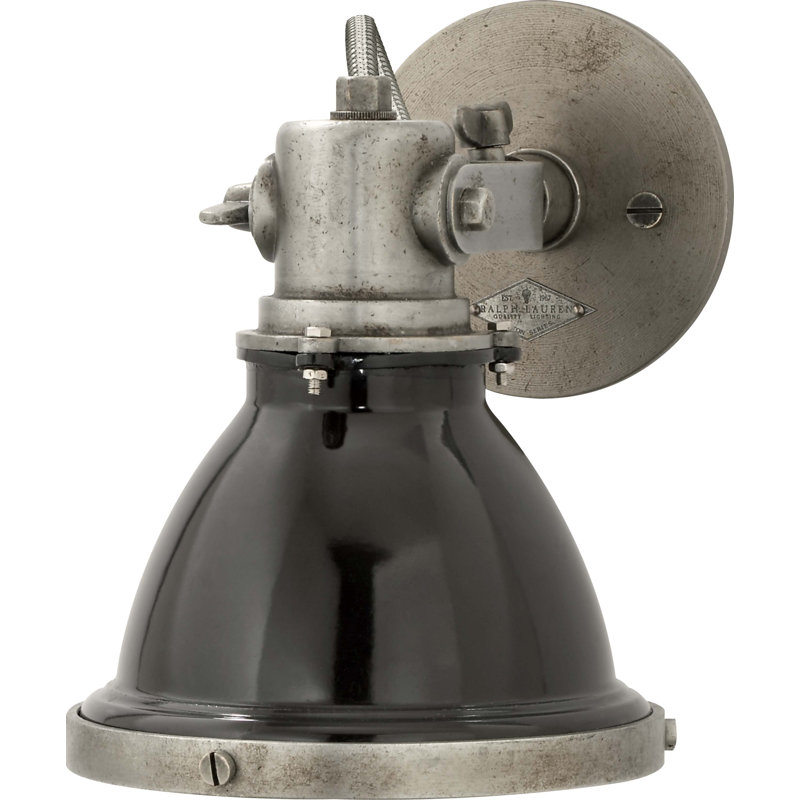 Ralph Lauren Westbury 1 - Light Flush Mount, Industrial Steel with Black Enamel Shade