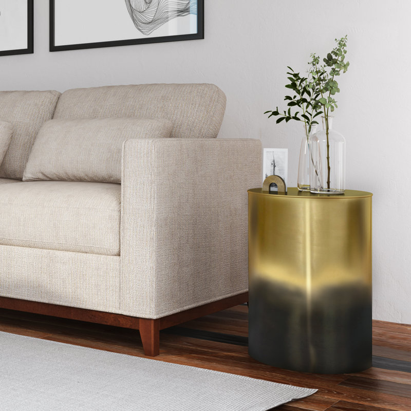 Ombre Black and Gold Metal Round Accent Table