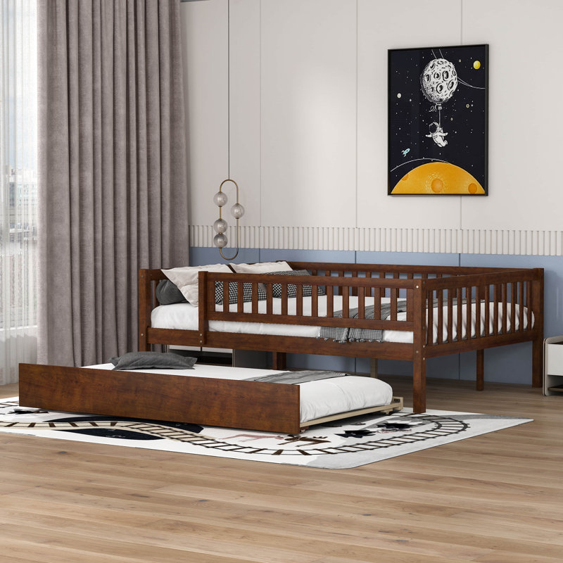 Haylyn Full Platform Bed with Trundle, Walnut
