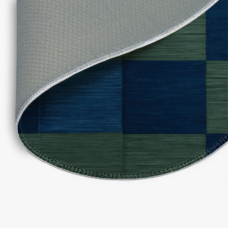 Tapis d'intérieur et d'extérieur à carreaux vert, Rond 5 pi