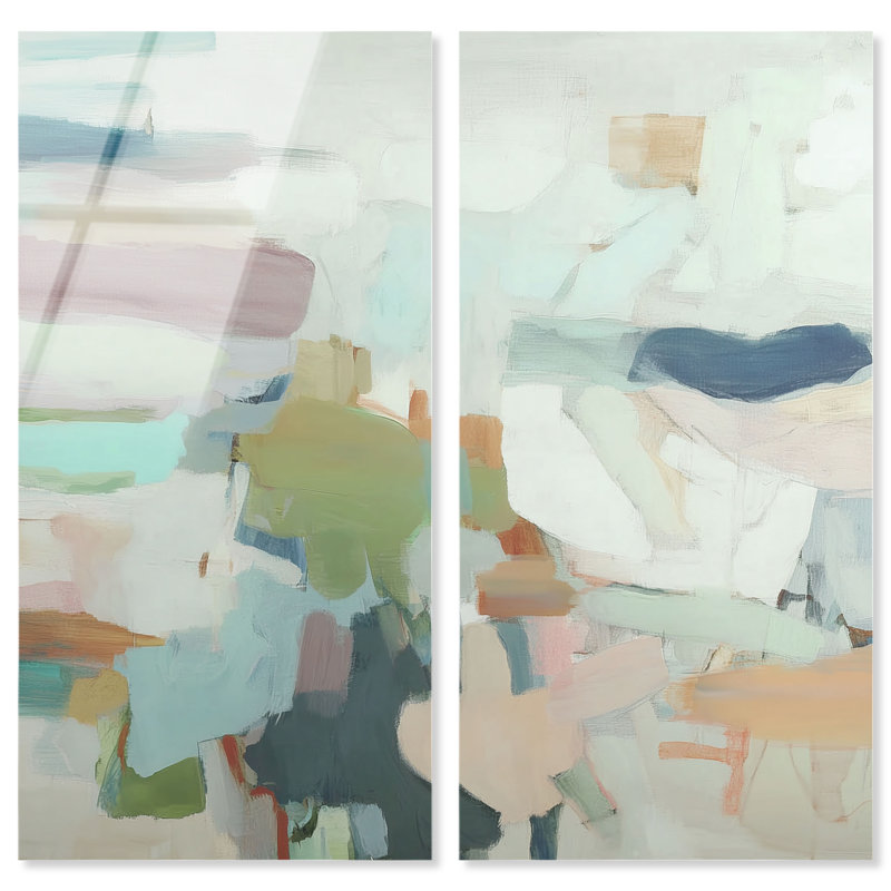 Ensemble de décoration murale Pastel Architecture I, impression acrylique, couleur sauge, par Art Remedy, prêt à accrocher, 23 x 46 pouces