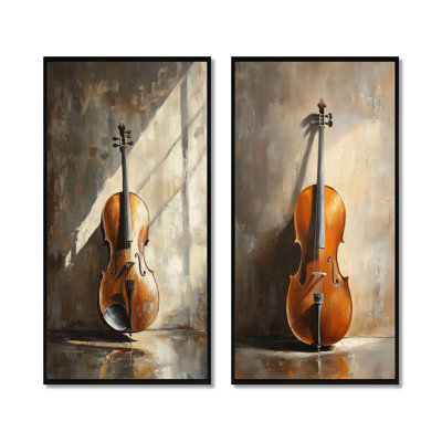 Solo in Warm Light I - Music Canvas Wall Art Set of 2