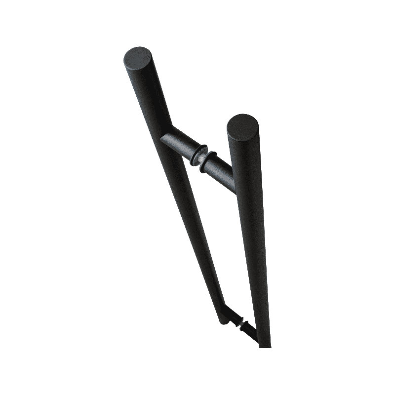 Poignée de porte longue, poignée de porte d'entrée ronde en forme de «H», acier inoxydable 304, Noir, noir, noir, noir