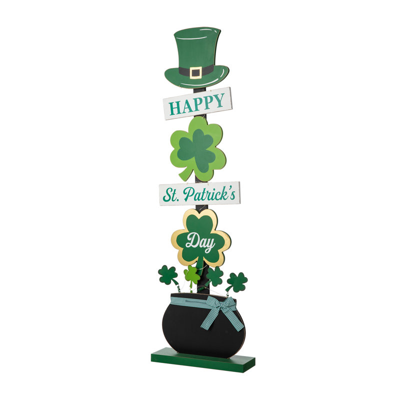 42"H Lighted St. Patrick's Wooden Shamrocks Porch Decor